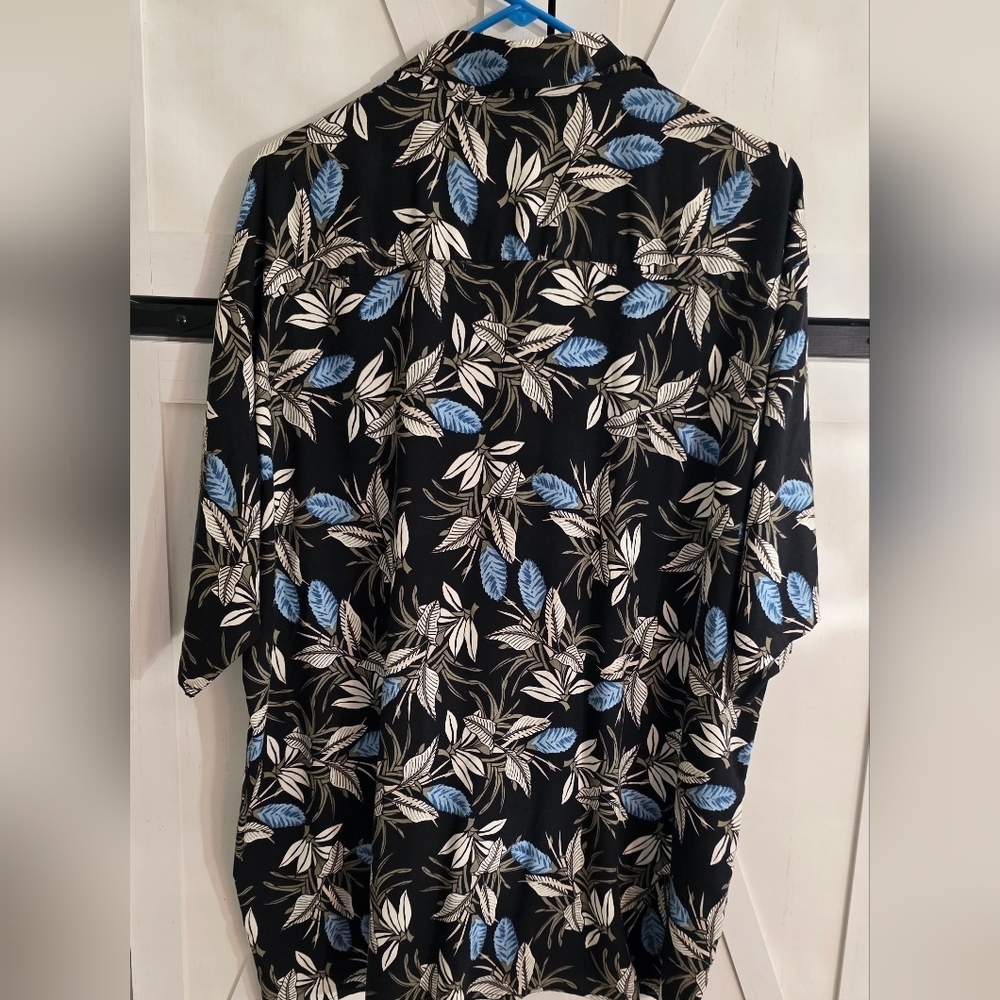 Puritan Black and Blue Botanical Print Shirt - Picture 4 of 5